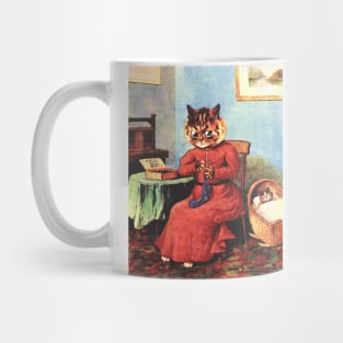 Sewing Cat by Louis Wain Mug